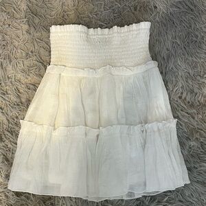 White ruffle mini skirt